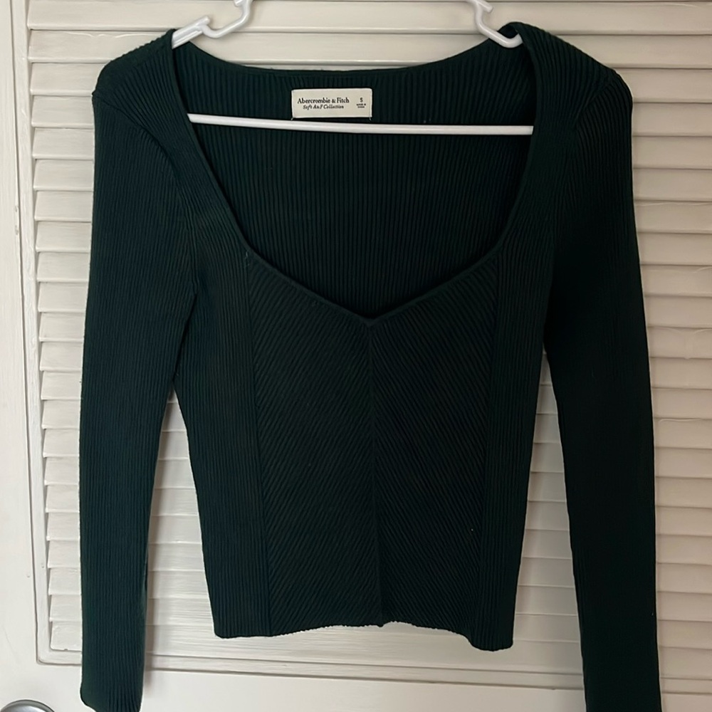 Abercrombie green ribbed sweater small